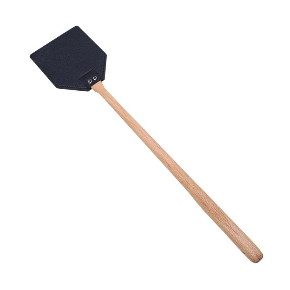 1 шт. кожаная мухобойка с 19-дюймовой длинной деревянной ручкой, прочная и долговечная мухобойка для борьбы с вредителями в помещении и на открытом воздухе, деревенская мухобойка