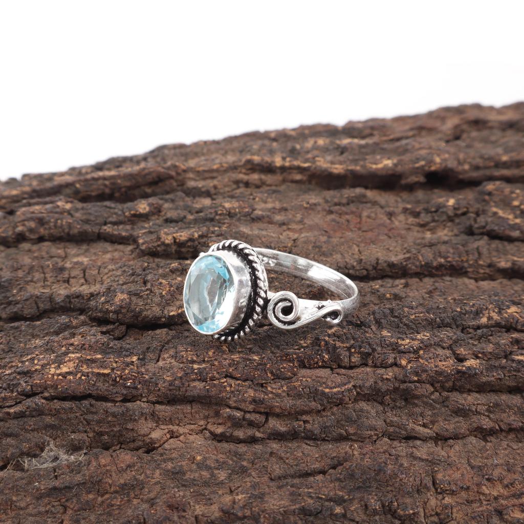 Sky Blue Topaz Gemstone Ring, Handmade Gorgeous Jewelry, 925 Sterling Silver Jewelry, Ring For Wedding Gift