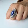 Natural Lapis Lazuli Ring, 925 Sterling Silver Ring, Boho Ring Handmade Jewelry, Gemstone Stack Ring, New Year Gift, Anniversary Gift