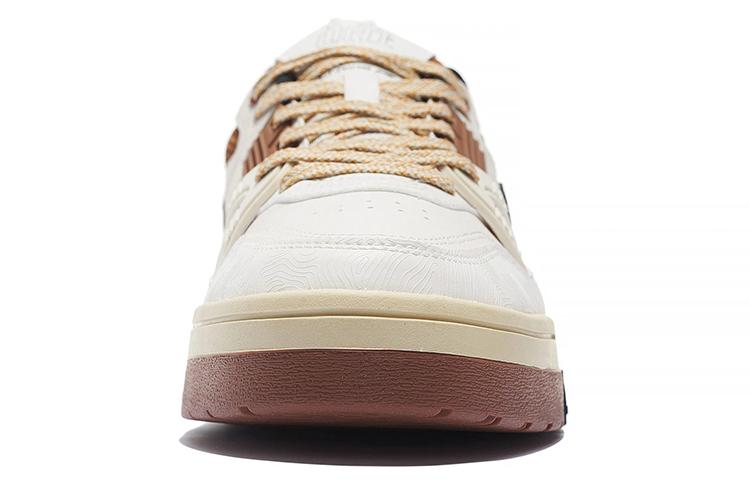 Li Ning 001 BTC 001 BTC Низкие кеды для скейтборда Мужские Бело-коричневые AGCS103-5