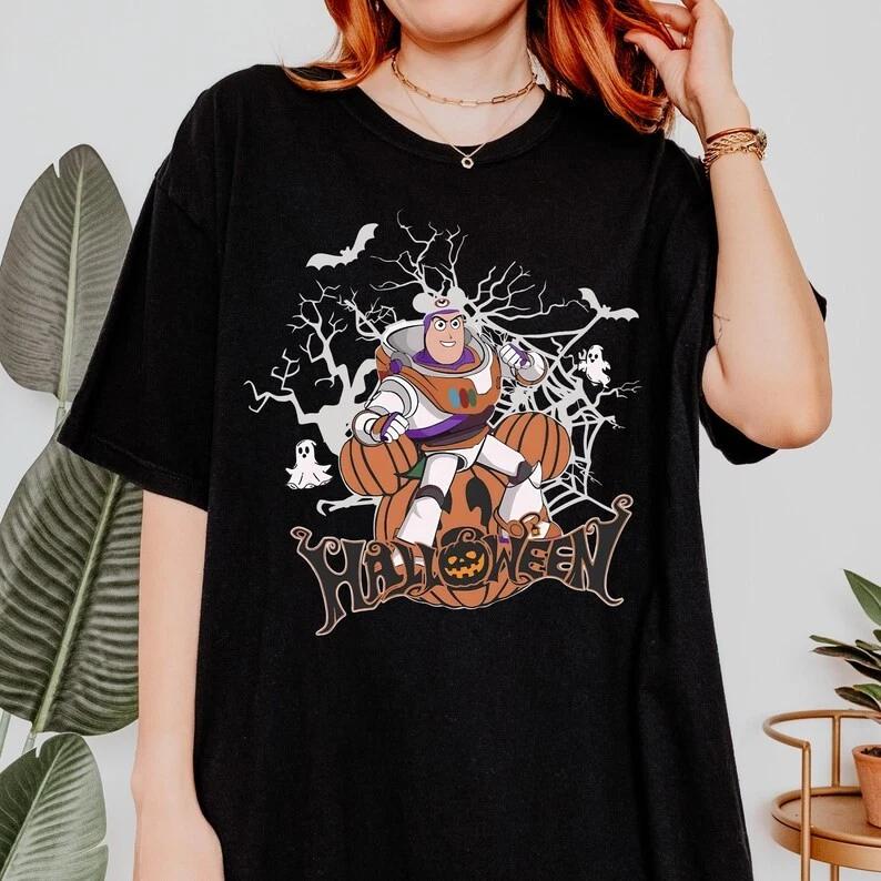 Toy Story Buzz Ghost Boo Haw Halloween Black Tshirt