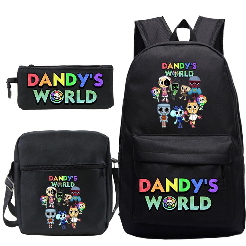Dandy'S World Printed Fashion Children'S Pencil Case Messenger Bag Three-Piece Set Primary And Secondary School Bag