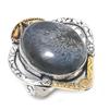 Natural Dendrite Opal Gemstone 925 Sterling Silver Two Tone Ring Size 9.5 I3Y44
