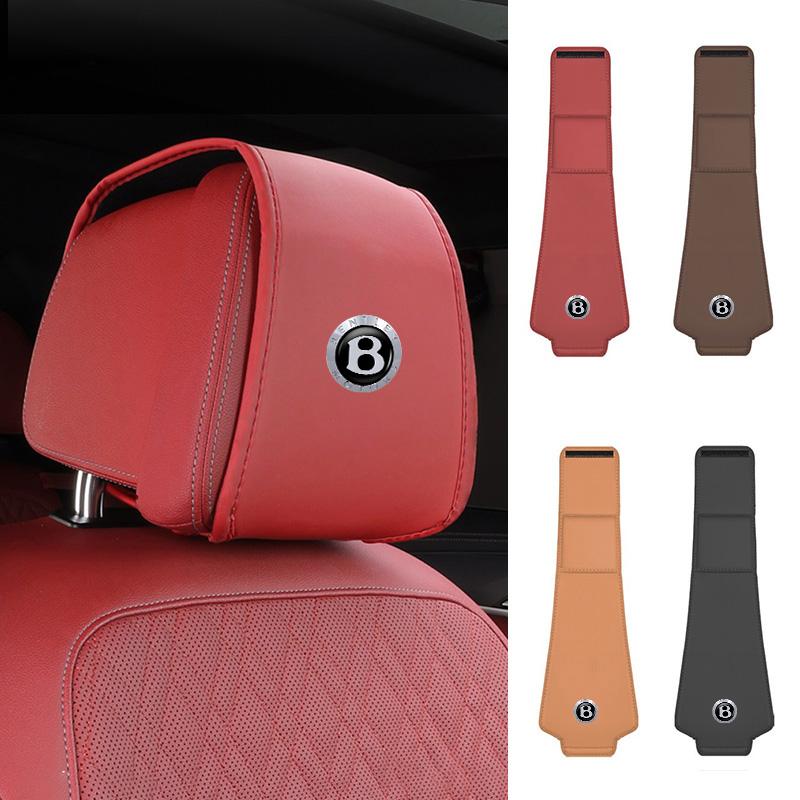 PU Leather Car Seat Headrest Cover Protection Pad For New Bentley Flying Spur Continental GT Bentayga Mulsanne Auto Accessories XQ3