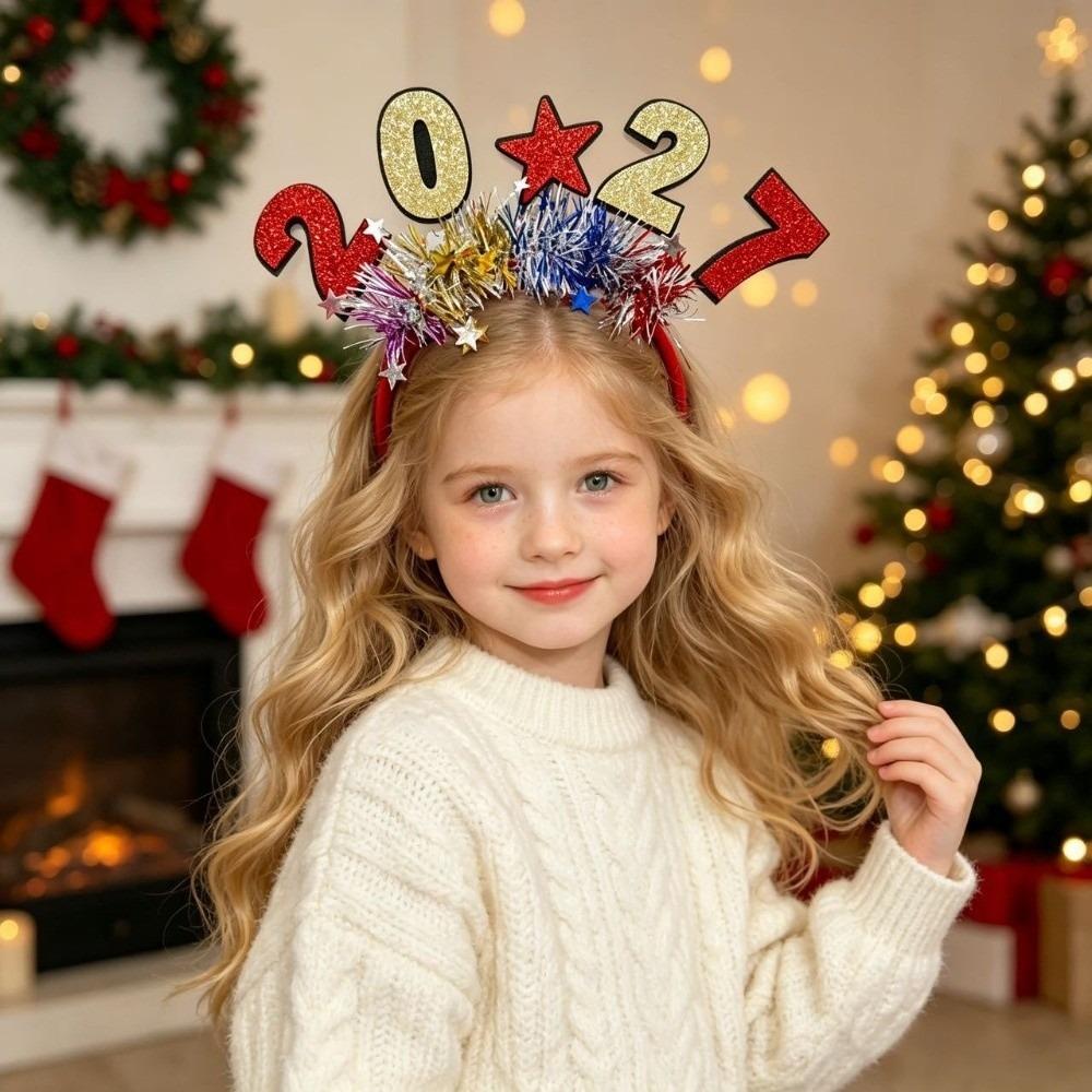 Glitter Tinsel Christmas Hair Hoop Colorful Party Hairband Cute New Year Headband Women Kids Use