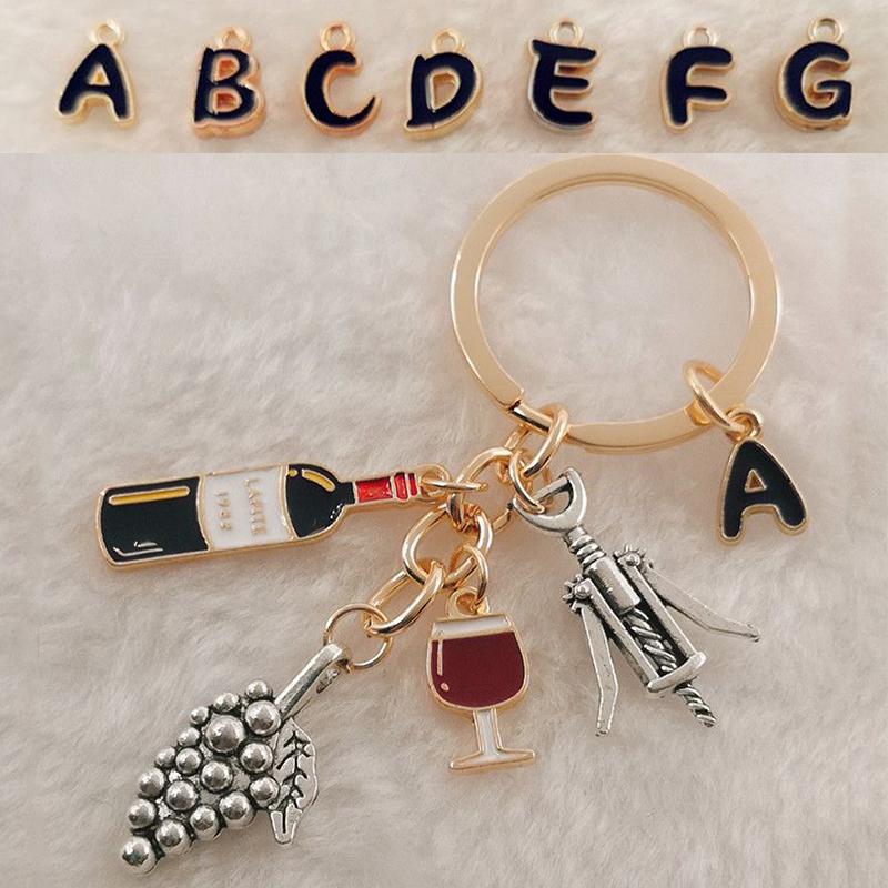 Европейский и американский брелок для коктейля, виноградного вина, открывалка для бутылок вина, подвеска, эмаль, буквы AZ, бокал для вина, виноград