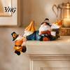 Resin Holiday Tabletop Figurines Christmas Table Edge Sitter Figurine, Tug of War Hanging Character Decor, Snowman Indoor Festive Window Displays