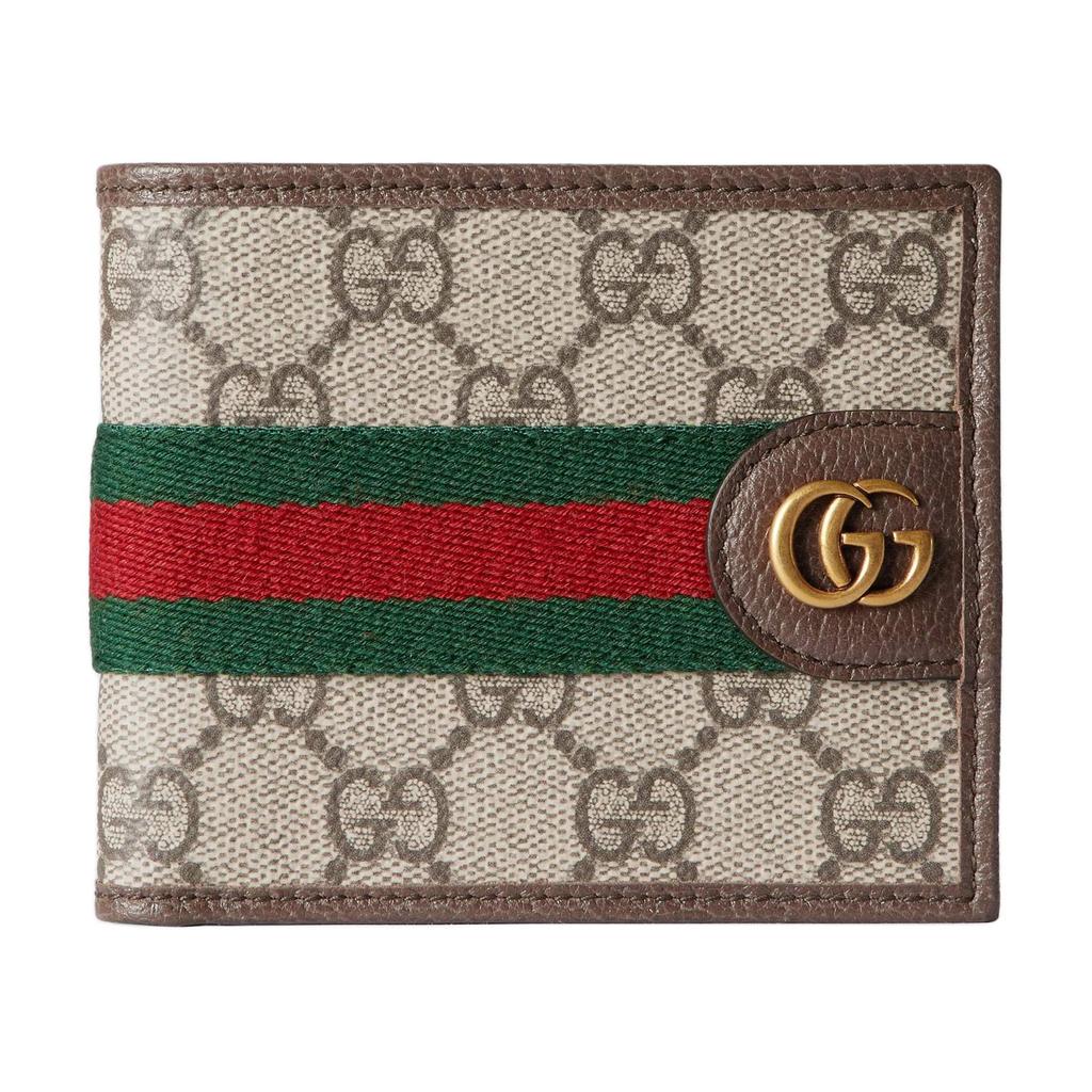 Gucci Ophidia Web Detail Double G Logo Canvas And Leather Wallet Men wallet Beige 834271-FAEOI-9746