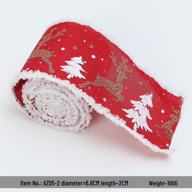 Трансграничная рождественская лента: Белый плюшевый край с дизайном оленя для упаковки и украшения подарочной коробки с подарочной лентой.