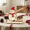 DIY Spliced Wooden Craft Christmas Tabletop Ornament, Cute Elk/Santa Claus/Snowman Desktop Rustic Elk Santa Snowman Ornaments Decorations for