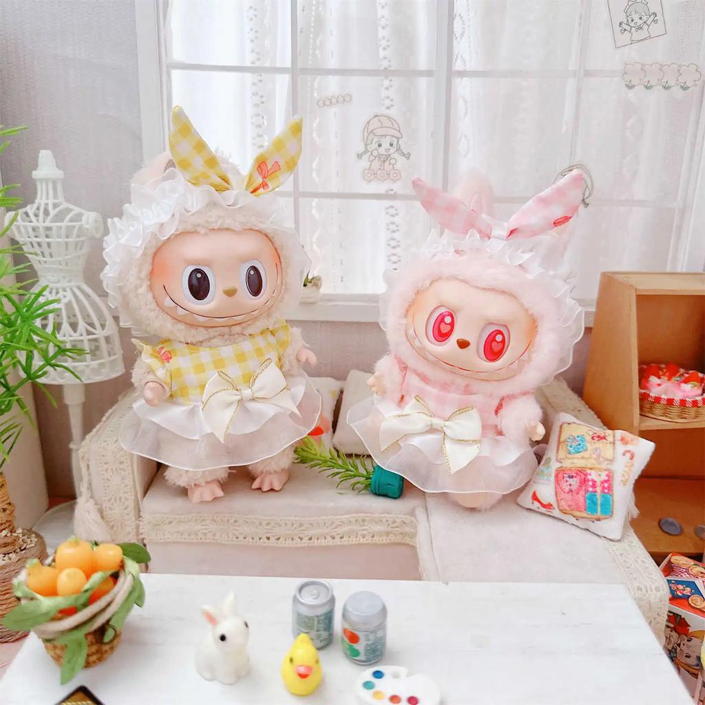 Cute 17cm Labubu Doll Clothes Mini Plush Doll's Dress Outfit Accessories Collection Gift for Girls Kids