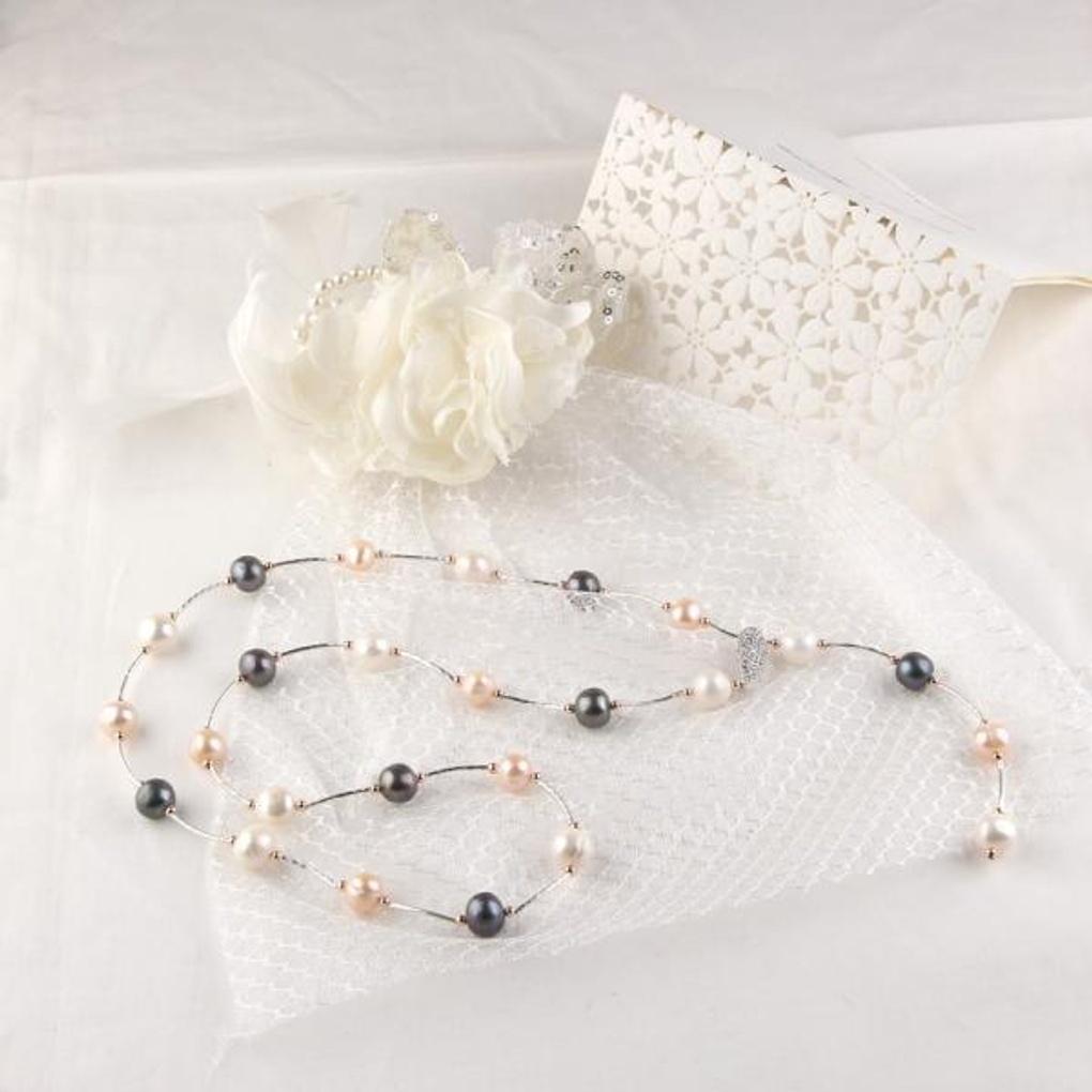Atria's luxurious and sophisticated freshwater pearl mix Y-shaped long necklace, JONNEJJ002