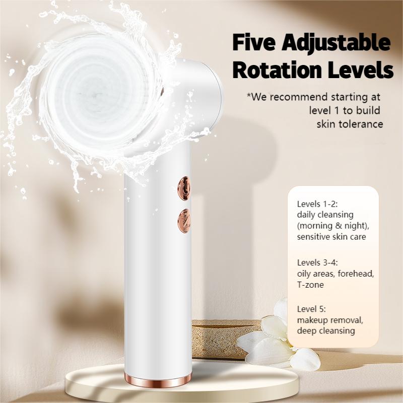 Upgraded T-Shape Electric Facial Cleansing Brush 4-in-1 Rotating Massager Silicone Deep Pore Cleaner Beauty Tool Gift for Mom