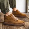 Men High Top Casual Shoes Breathable Designer Shoes Suede Leather Loafers Business Office Shoes For Men Driving Moccasins Plush