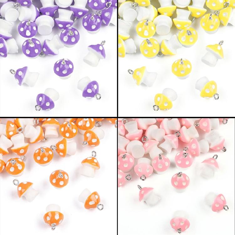 Colorful Mushroom Resin Pendants Earrings Beaded Ornaments Bracelet Pendant Jewelry Making Accessories for Craft Lover