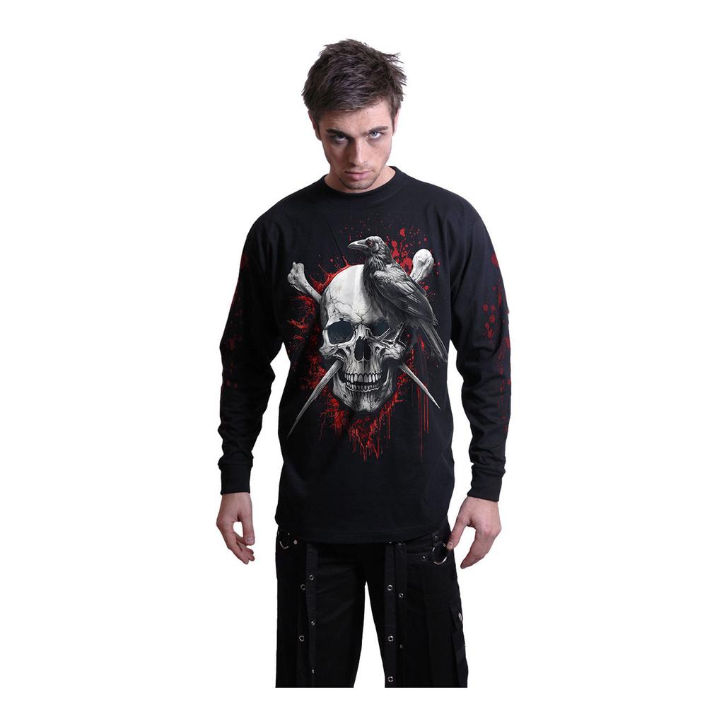 Spiral Direct Unisex Adult Death Raven Back & Sleeve Print T-Shirt