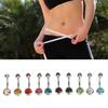 10pcs Belly Button Rings Colorful Rhinestone Stainless Steel Curved Navel Barbell Body Piercing Jewelry