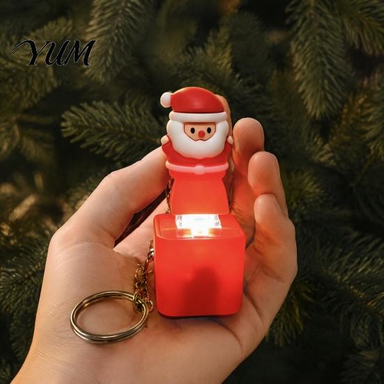 Funny Xmas Gift for Adults Santa Sound Light Keychain, Interactive Glowing Christmas Ornament with Festive Tunes, Holiday Stocking Stuffer Kids USB-C
