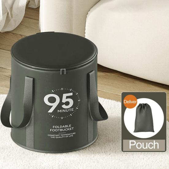 Portable Collapsible Foot Bath Tub Waterproof PVC Insulated Foot Bath Bag 37cm High Travel Foot Spa Soaking Feet Foot Bath Bucket