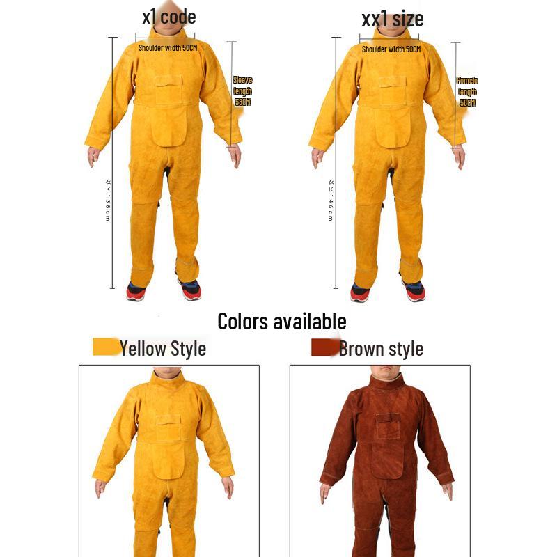 Огнеупорный фартук сварщика из чистой коровьей кожи - Термостойкий, износостойкий защитный костюм с защитой от ожогов