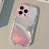 Pink Planet Heart Phone Case For iPhone 17 16 15 14 13 12 11 Pro Max 7 8 Plus XR X XS 17E 16E Luxury Makeup Mirror Soft Cover
