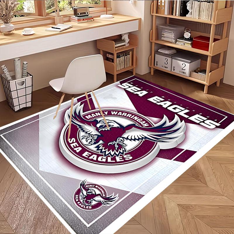 Manly Warringah Sea Eagles Print Rug, Washable Floor Carpet, For Entryway Dorm Laundry Room Office Study, Home Decor Birthday Christmas Gift