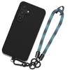 Case - BOOLING - for Samsung Galaxy S24 - Black Silicone - Shockproof - Blue Lanyard