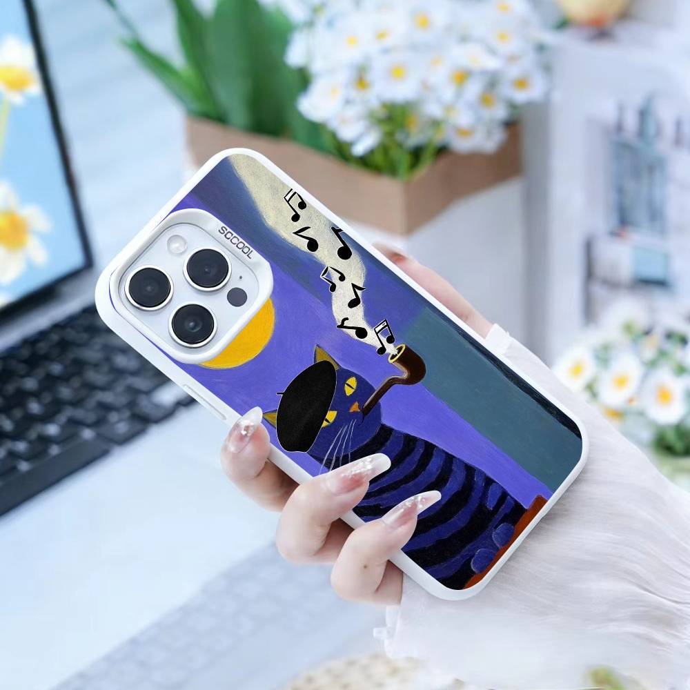 Милый Кот Забавный Чехол Для Телефона Для IPhone 16 17 15 14 12 13 Pro Max Черный Цвет Ударопрочный Чехол