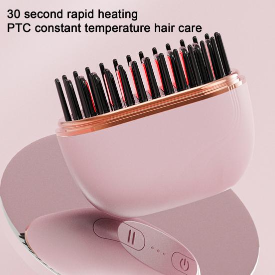 Мини выпрямитель-щетка для волос, перезаряжаемый, портативный, 3 режима контроля температуры, для всех типов волос, быстрое нагревание, защита от ожогов, безопасная расческа, дружелюбный подарок