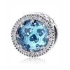 925 Sterling Silver Beads Charm Heart Spacer Blue Crystal Charms Bracelets For Women DIY Jewelry