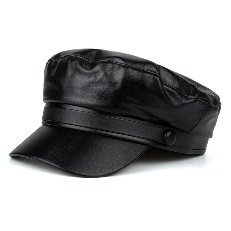 WTEMPO Женская черная шляпа-зонт Newsboy из искусственной кожи PU, подходит для повседневного использования, большой размер, стильные береты в уличном стиле