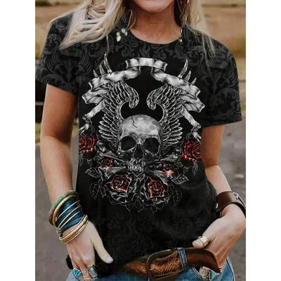 Готический темный стиль Череп мертвеца Y2K Топы модные 3D-рисунки женские летние футболки повседневный стиль удобные короткие футболки