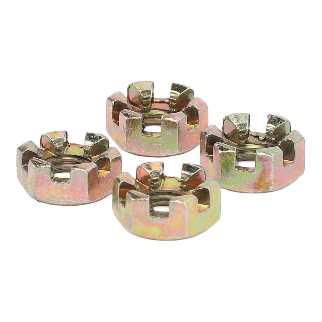 4PCS M10 Hex Slotted Nuts Steel Alloy Zinc Plating Wheel Alxe Hub Castle Nut for 50 To 100cc Quad Dirt Bike ATV Go Kart