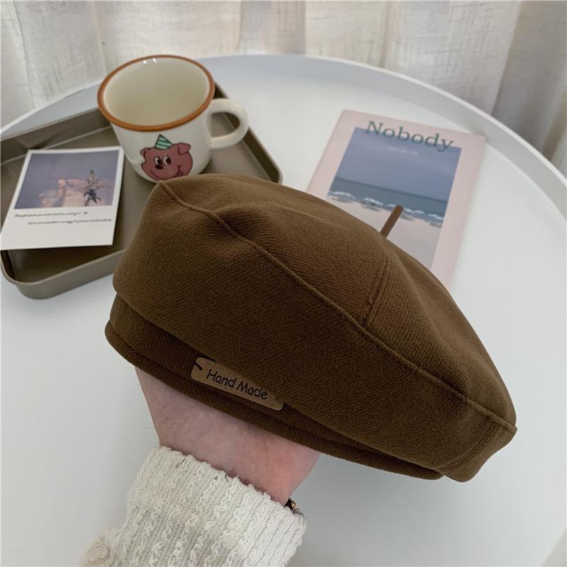 Modern Woolen Beret Hat For Women Winter Large Head English Painter Cap