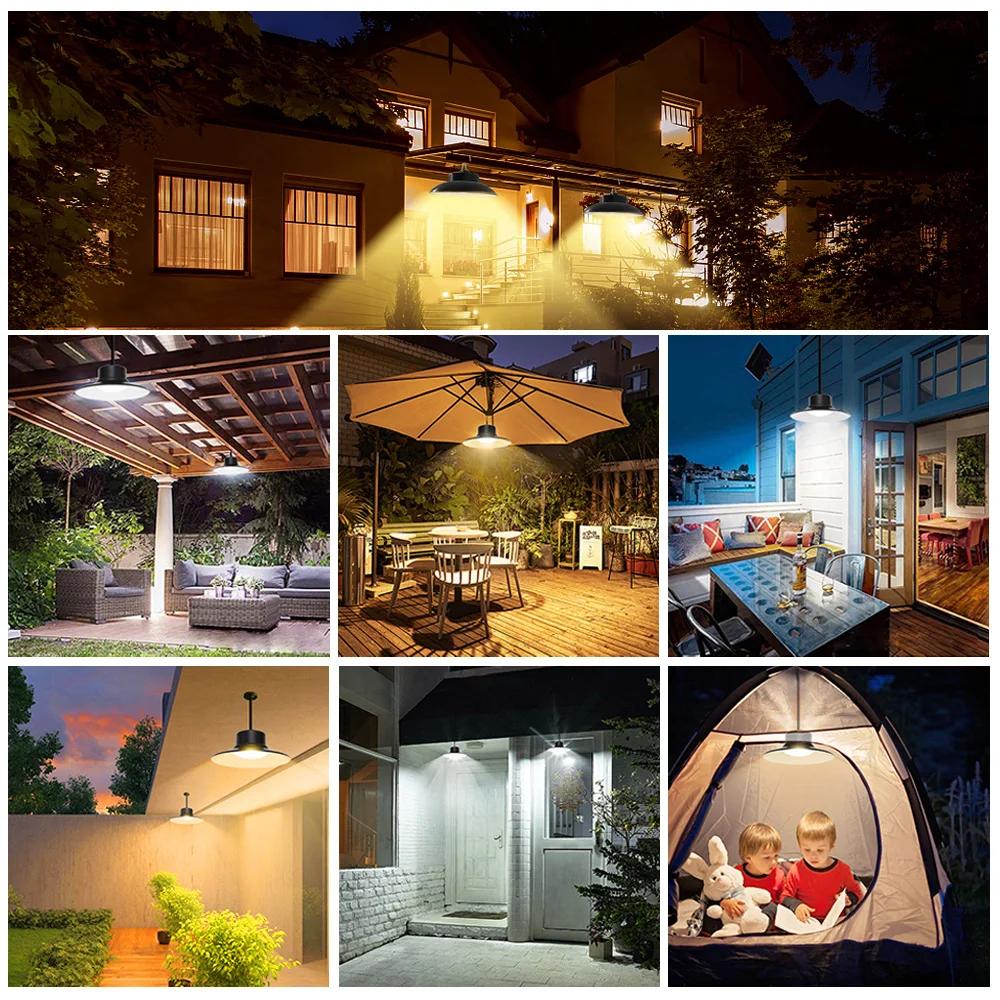 Светодиодный подвесной светильник на солнечной батарее, настенный светильник, водонепроницаемый, для сада, подвесная люстра для гаража, беседки, крыльца, магазина, курятника