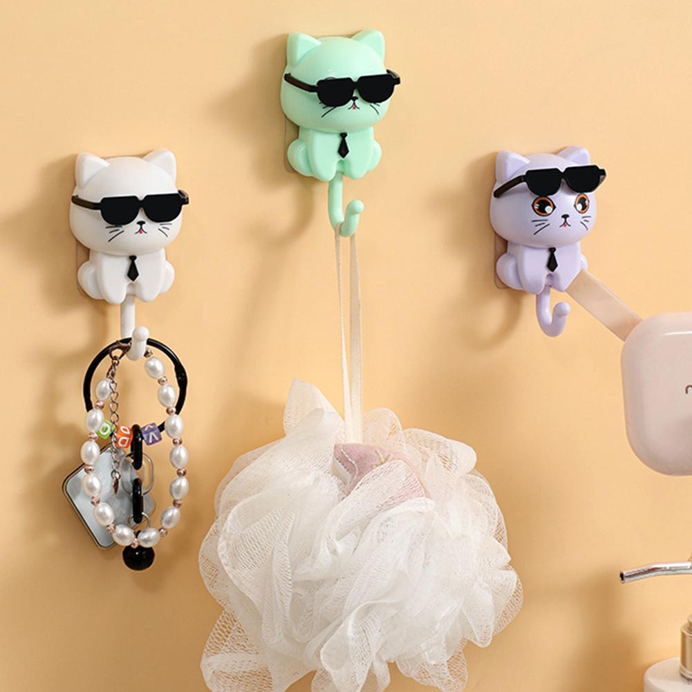 Creative Cat Hook Adhesive Cat Wall Hooks Decorative Hooks for Coat Scarf Hat Towel Key Bag Wall Decoratives