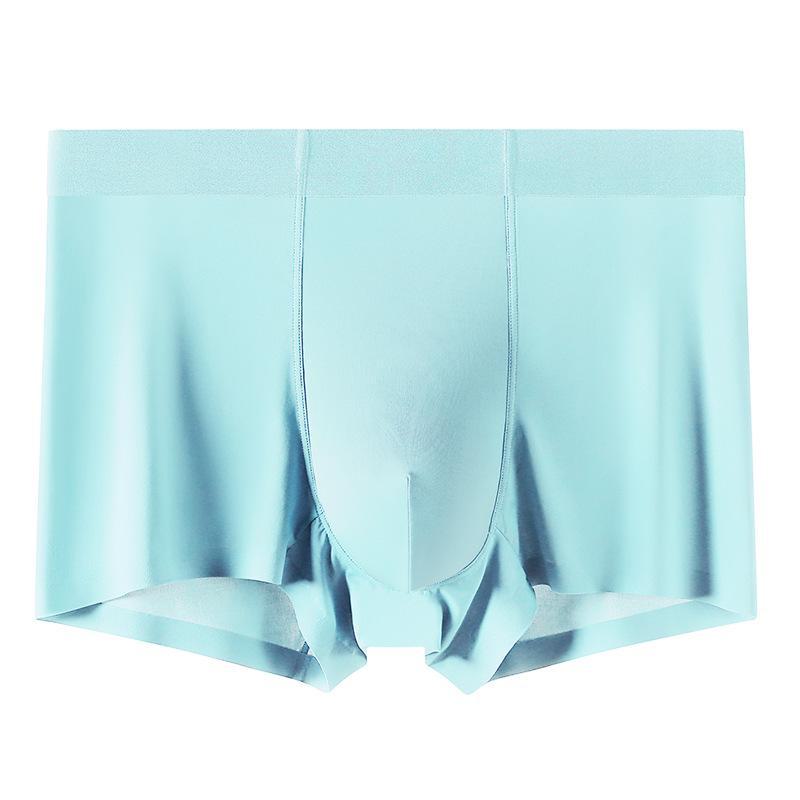 Мужское летнее бесшовное нижнее белье Ice Silk: Впитывающие пот, дышащие шорты-боксеры с антибактериальной защитой 5А, однотонные.