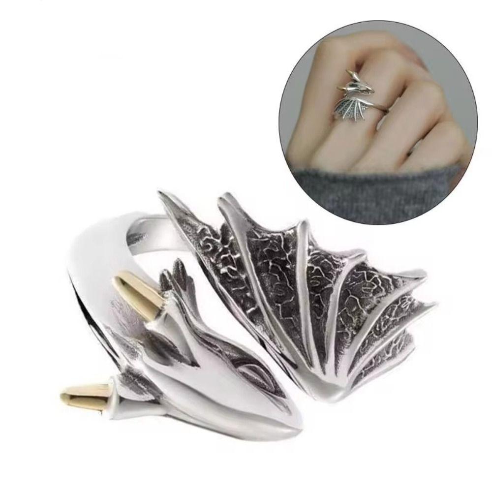 Регулируемые кольца с открывающимся драконом, кольца на пальцы с животными, кольцо с летающим драконом, женское, мужское