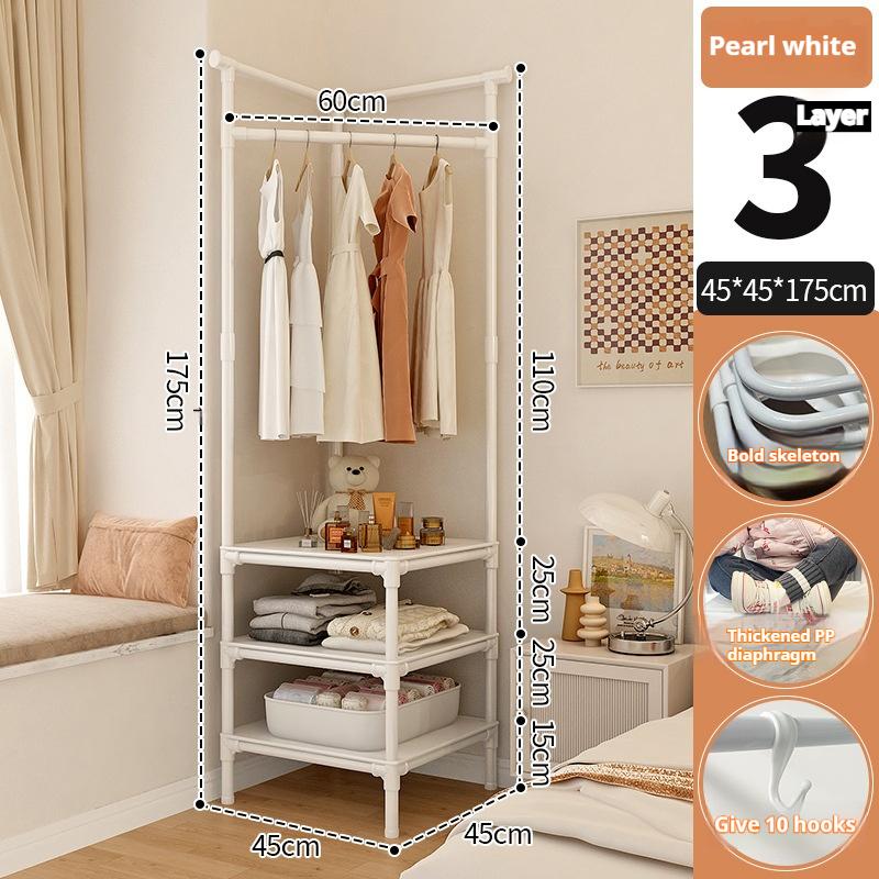 Multi-layer Coat Rack Floor Hanger Vertical Simple Vertical Clothes Hanger Corner Bedside Table Clothes Storage Cabinet Family