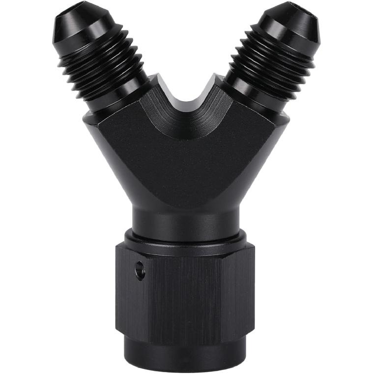 4AN Female to Dual 4AN Male Y Block Fitting Splitter Adapter Union Aluminum Black