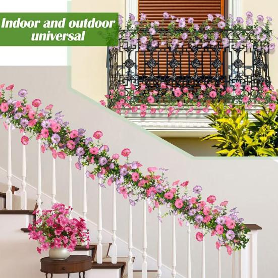 67" Artificial Flowers Vines Garland Fake Morning Glory Hanging Vines Faux Silk Spring Floral Garland for Mantel Wall Fence Wedding Banquet Decor