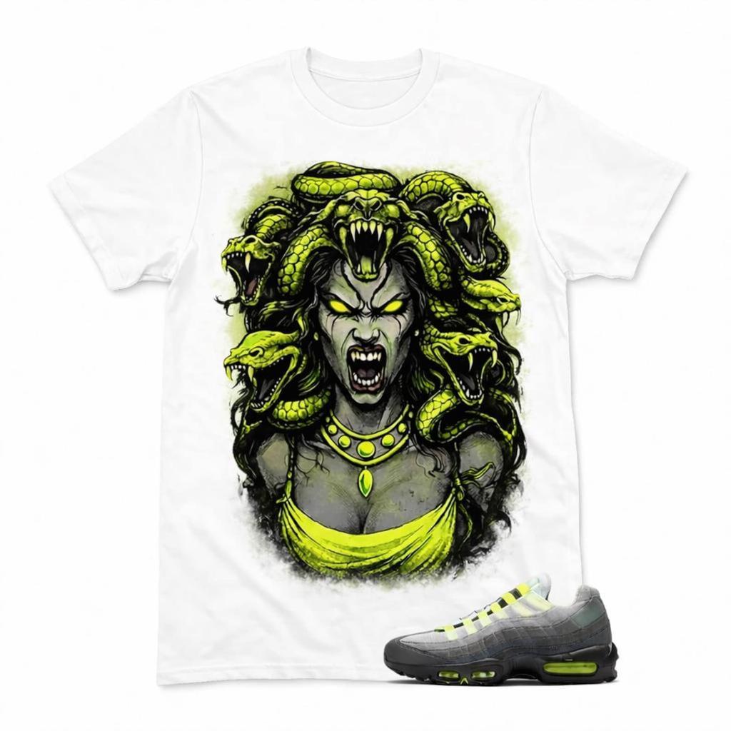 Футболка с кроссовками Neon Medusa Rage – Футболка в тон Air Max 95 – Графика змеи в стиле стритвир