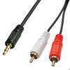 Audio Cable - LINDY - 2 X RCA Male To 3.5mm Jack - 2m - Black