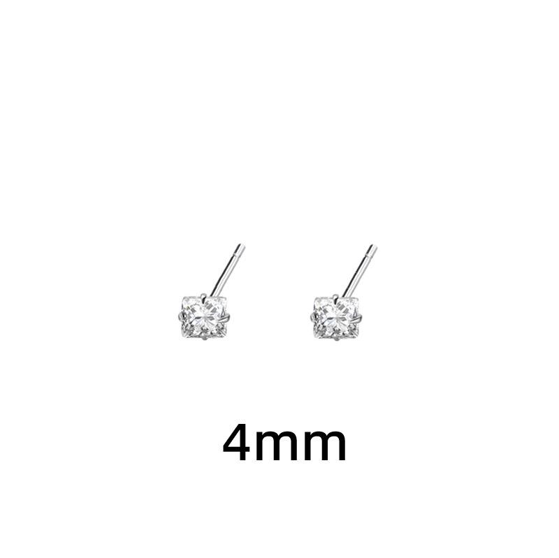 Маленькие квадратные серьги-пусеты с цирконом в корейском стиле для проколотых ушей - Простые нюдовые бриллиантовые пусеты для хряща для создания многослойного образа