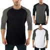 Muscleguys New Fashion Three Quarter Sleeves T Shirt Men Spring Autumn Patchwork Gym Clothing Fitness T-shirt Sports Raglan Sleeves Tshirt