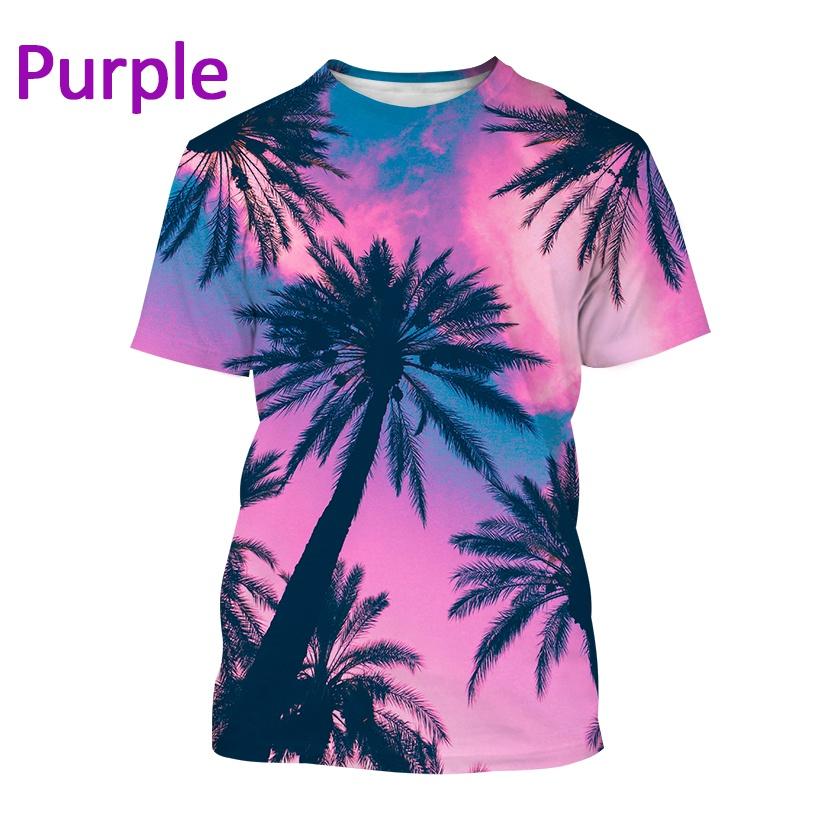 Летние мужские повседневные модные уличные футболки с 3D-принтом и короткими рукавами и узором пальмы в гавайском стиле.