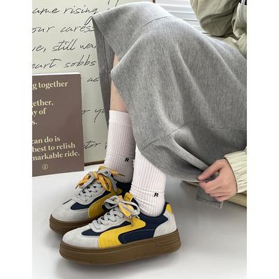 Женская обувь новая весна и осень нишевая ракушечная голова белые туфли платформа универсальная спортивная обувь для скейтборда повседневная