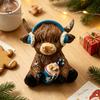 Статуэтка Животного из Смолы, Зимняя Фигурка Шотландской Коровы, Крупный Рогатый Скот для Декора Стола, Фигурка-Орнамент для Дома и Офиса