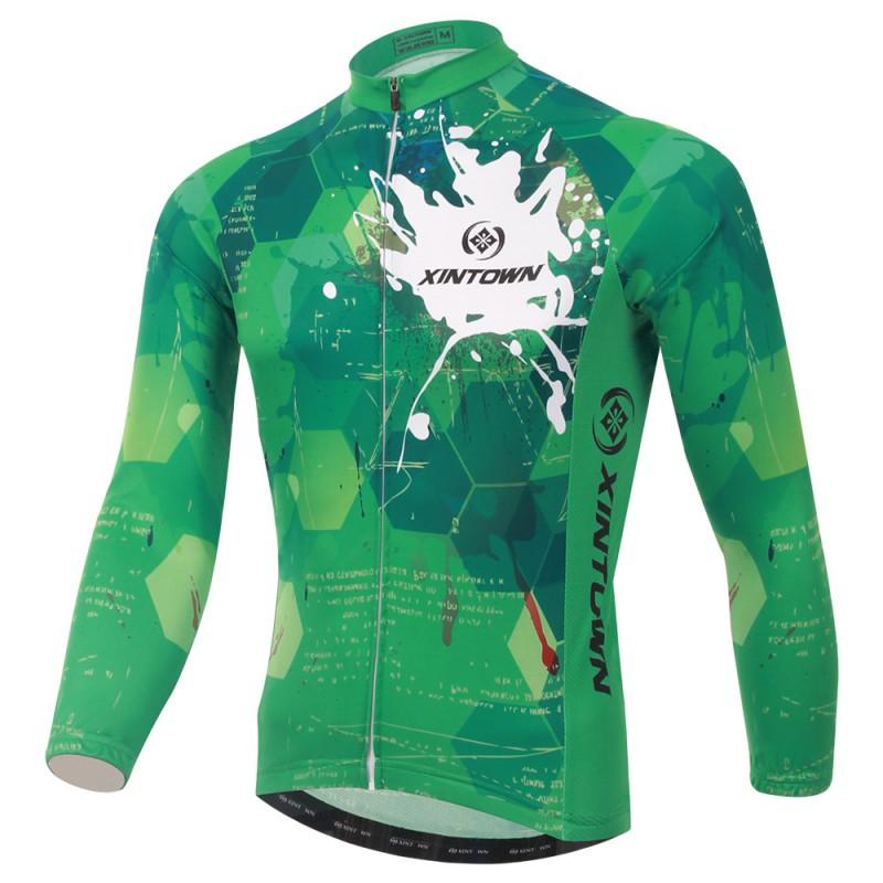 Mens Thermal Fleece Cycling Jersey Long Sleeve Winter Bike Riding Top