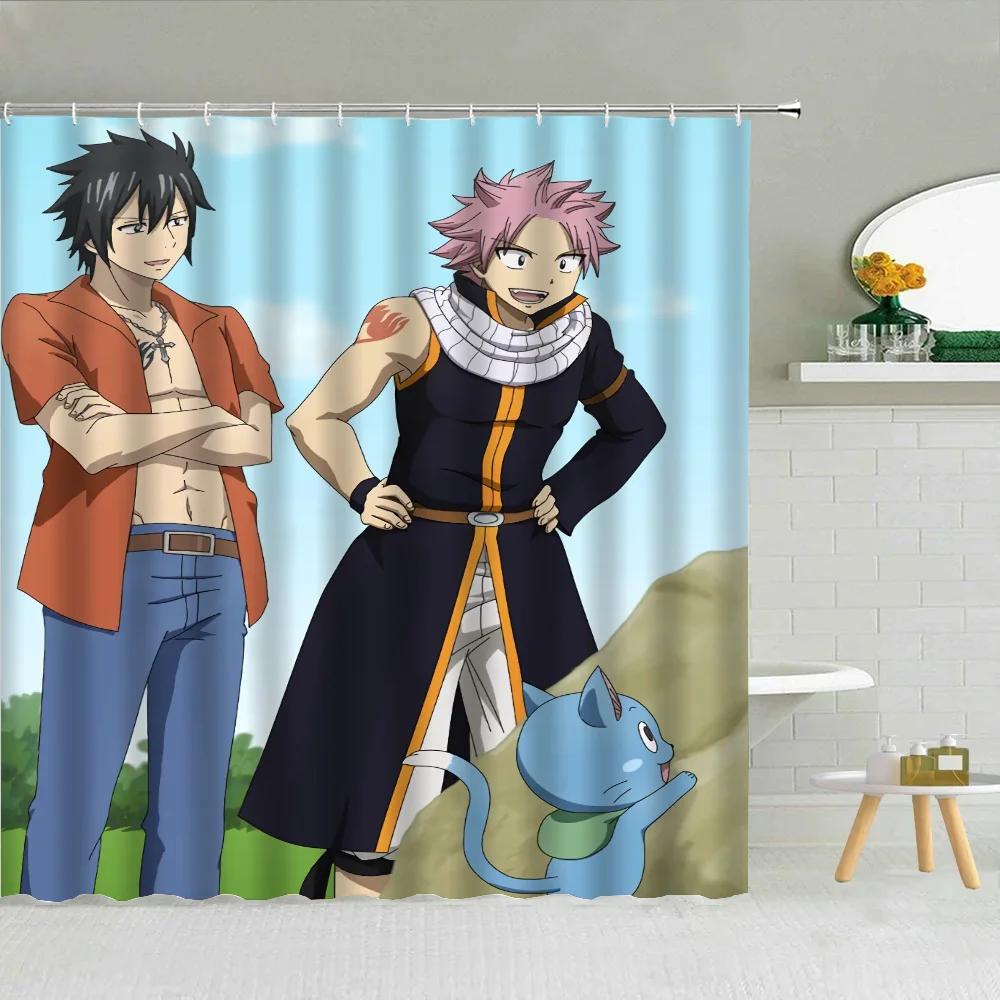 Fairy Tail Коралловые шторки для ванной для душа Складная перегородка Аксессуары для занавески для ванны Спальни Водонепроницаемая ткань.